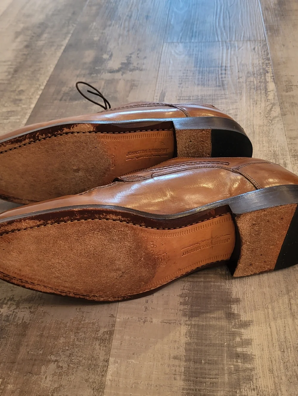 Johnston & Murphy Signature Series Leather Brown Apron Toe Shoes Oxford Size 9